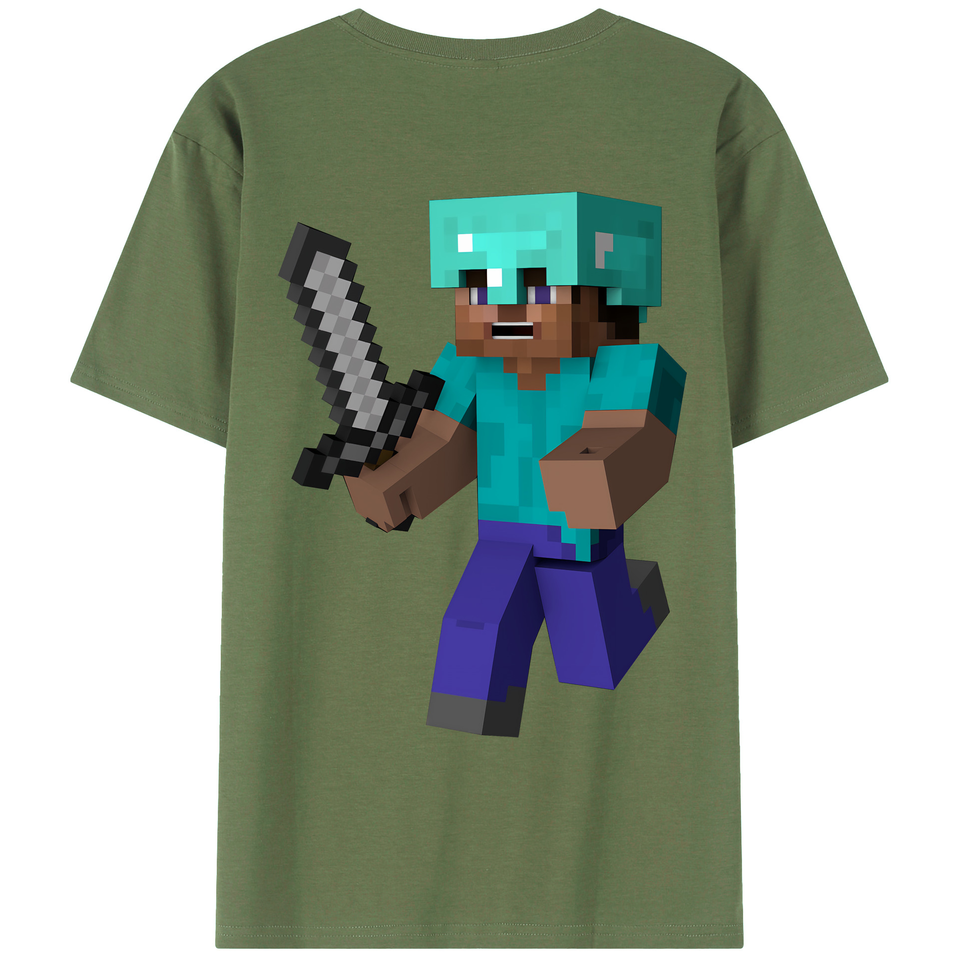 （画像用） マインクラフト ブロックの世界 Minecraft MC Block world 綿100％ メンズ半袖Tシャツ（バックプリント） 通気性